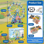 Upgrade Rotating Ferris Wheel Building Blocks Set Toys for Kids with Light Carnival Amusement Park Construction Kits Birthday Halloween for Boys Girls（813pcs）
