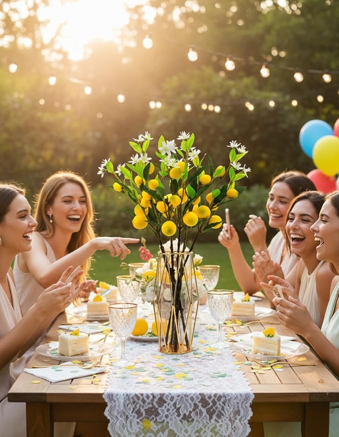 Artificial Lemon, 5pcs Lifelike Handmade Lemon Artificial Plant, 24 Inch Plastic Lemons， Simulated Fruit Flower, Artificial Fruit, Used for Homes, Offices, Festivals, Flowers, and Vases