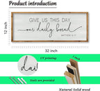 ZZJJHYWGQ Dining Room Wall Decor Give Us This Day Our Daily Bread Sign Bible Verse Christian Quotes 32"×12" Matthew 6:11 for Kitchen Large Farmhouse Rustic Horizontal Wall Hanging Art (Wood)
