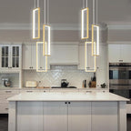 Modern Kitchen Pendant Light Fixture Gold 40W LED Pendant Light 3 Rings Rectangle Chandelier Pendant Lighting for Kitchen Island Living Room Dining Room Bedroom