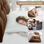 Large Triangular Headboard Pillows Long Backrest Positioning Support Bolster Cushion for Daybed Fluffy Quality Plush Body Wedge Pillow with Removable Cover(Dark Brown-Twin/Twin XL-39x8x20 in)