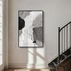 Large Framed Black and White Modern Abstract Vertical Wall Art for Living Room, Canvas Prints Paintings Artwork for Walls, Minimalist Gray Pictures for Hallway Stair Office Wall Decor 40x60 In