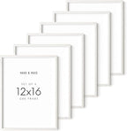 HAUS AND HUES White Oak 12x16 Inch White Picture Frames - Set of 6 White Frames Gallery Wall, White Picture Frames 12x16, White Gallery Wall Frame Set, White Picture Frames Pack (White Oak Frame)