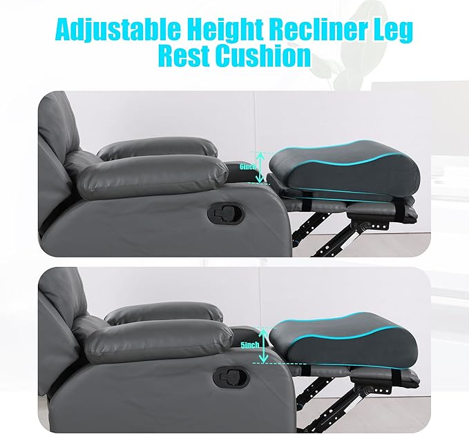 ROYALAY Adjustable Recliner Leg Rest Cushion, Widen and Thicken Recliner Footrest Extender, Wave Shape Lumbar Support Pillow with Adjustable Elastic Straps, Suitable for Bed Chair Sofa Back Support