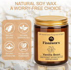 Vanilla Scented Candle Set 2 Pack, Candle for Home Scented, Odor Eliminating, Stress Relief, total15oz, 110 Hours Long Lasting Candles, Soy Candle Gift Set for Women