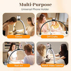 Half Moon Light for Nail Desk: 29" Foldable Half Moon Nail Desk Lamp with Phone Holder for Beginner - Arch Tech Light with 3 Color Modes & 10 Brightness for Manicure Salon (Black Diamond, Large)