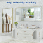 WEER Gold Bathroom Mirror, 72X36 Inch Brushed Gold Metal Frame Mirror, Rounded Rectangle Gold Bathroom Vanity Mirror for Wall, Tempered Glass, Anti-Rust, Hangs Horizontally or Vertically