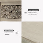 HOMPUS End Table Set of 2 with Drawer and Shelf, Vintage Nightstand Set 2 w Pattern Drawer, White Bedside Table, Accent Nightstand Organizer for Living Room, Bedroom, Easy to Assemble, Distress White