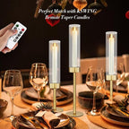 Glass Hurricane Candlestick Holders Gold, KSWING Set of 6 Taper Candle Holders Brass Tall Clear Candle Stand Holders, Perfect for Table Centerpiece Party Wedding Christmas Home Decor