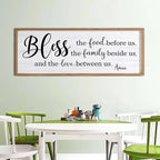 Bless the Food Before Us, the Family Beside Us, and the Love between us Framed Wall Art for Dining Room, 40''×15'' Holy Positive Religious Rustic Bible Verse for Christian God Jesus Christ Prayer