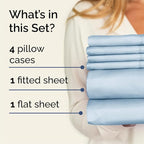 Cal King Sheets Set 6 Piece - Includes 4 Pillowcases - Bed Sheets Cal King Size - Soft Hotel Luxury Bedding - Cooling, Comfy & Breathable - 1 Flat & 1 Fitted & 4 Pillowcases w/ Deep Pockets - Sky Blue