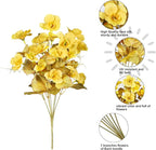 Fall Flowers Fake Flowers Mums for Outdoors Autumn Decoration, 6 Bundles Artificial Flowers Faux Silk Plants Realistic UV Resistant for Outside Planter Patio (Fall Yellow White)