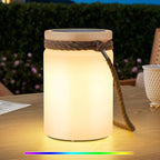 uuffoo Solar Table Lamp Lantern LED Outdoor Cordless IP44 RGB and Warm White Dimmable for Patio Camping Restaurant Terrace