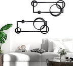 OYEFLY 2 Pcs Metal Abstract Wall Art,Modern Geometric Decor (Black, style 2)