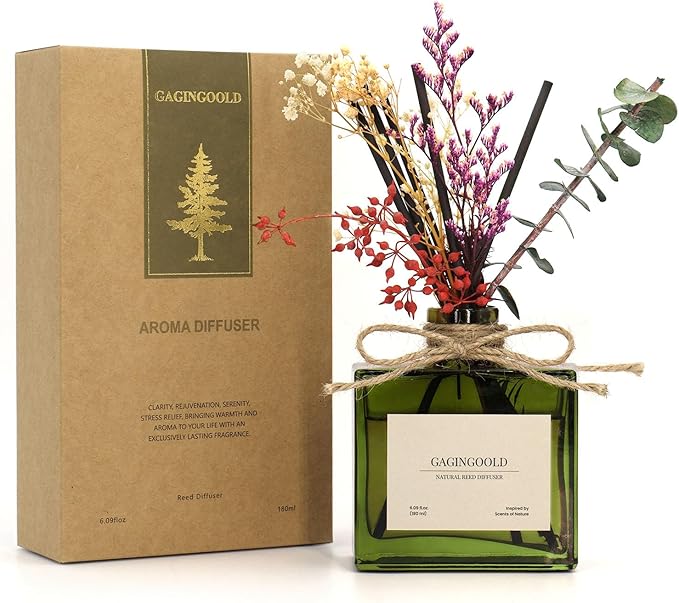 Flower Reed Diffuser Set, 6.09 oz Sandalwood Scent Diffuser with Sticks, Long-Lasting Reed Diffusers for Home Office Decor, Graceful Home Fragrance is Used as A Gift for Men and Women
