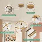 Modern Gold Dimmable LED Chandelier, 13 Inch Brushed Metal Globe Pendant Lights, Hanging Ceiling Light Fixture for Kitchen Island Living Room Room Dining Bedroom Hallway Entryway Foyer (3-Pack)