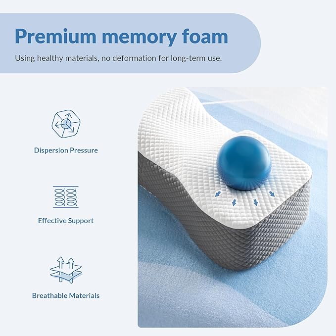 AM AEROMAX King Size Memory Foam Pillow - 6.5 Inch High Side Sleeper - Black and Gray Two-Tone Pillowcase - Memory Foam Pillow for Adults - Ideal for Side and Back Sleepers