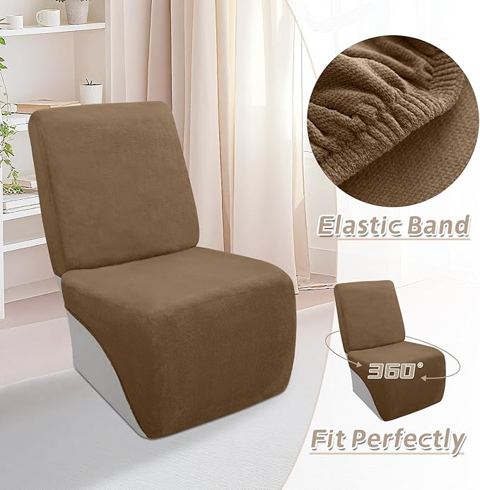 Arfntevss Sectional Recliner Couch Covers Velvet Corner Sectional Sofa Cover for Reclining Couch Stretch Soft L Shape Recliner Slipcover Washable Additional Seat Protector (1 Seat Cover, Light Brown)