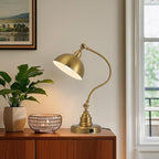 Vintage Brass Gold Desk Lamp Decorative Table Lamp for Home Office Living Room Bedroom Desk Light, Rustic Industrial Farmhouse Antique Library Study Desk Lamp E26 LED Bulb Included