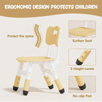 Brelley Kids Table and 6 Chairs Set, Height Adjustable Toddler Desk and Chair Set, Graffiti Desktop, Classroom/Daycare/Home, Children Multi-Activity Table for Ages 2-8