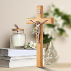 ACHIBANG Catholic Crucifix Wall Cross – 12 Inch Wooden Jesus Cross for Wall, Faithful Christian Cross Wall Gift for Prayer Room, Home, Confirmation or Easter