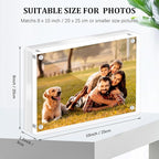 Magnetic Double Sided Clear Acrylic Photo Frame, 8 x 10 Inches，30 MM Thick for Desktop Display
