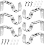 Frienda 6 Pcs Curtain Rod Brackets Adjustable Holder Wall for 1 Inch Diameter Curtain Rod General Bracket Hooks with Screws (Silver)