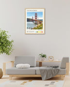 HesenDot Natural OAK Wood Golden Gate Bridge Framed Wall Art,12x16in San Francisco City Skyline Canvas Wall Print,Modern Urban Landmark Wall Decor for Living Room,Bedroom,Office Gallery Gifts Set of 1