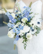 Blue Delphinium Artificial Flowers,6PCS Larkspur Silk Fake Flowers 29.5" Long Stem Faux Hyacinth Flowers for Tall Vase Wedding Home Garden Decor (Blue)