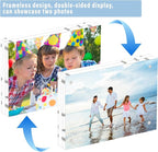 HELPLEX 5 Pack 8x10 Acrylic Picture Frames, 20mm Thicker Frameless Clear Frame, Double Sided Magnetic Frame, Free Standing Desktop Display Stand, UV Protection, Modern Style, 8x10 Size