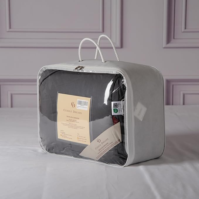 CUDDLE DREAMS Silk Filled Comforter for All Season, Detachable Tencel Duvet Cover for Easy Care, Naturally Breathable (Steel Gray, Twin)