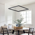 Black Modern Square Chandelier, Square Ceiling Light Fixture, Contemporary Chandelier Pendant Light for Kitchen Island, Dining Room, Bedroom