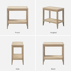 SICOTAS Rattan Nightstands Set of 2 - Boho Shelf Bedside Tables Narrow End Table Living Room Set of 2 Side Table with Rattan Storage Shelves for Small Space - Light Oak