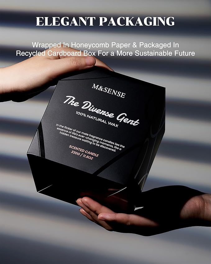 M&SENSE Vanilla Leather Scented Candles for Men, 11.6oz 2 Wick 70 Hours Long Lasting Soy Wax for Home Scented, Highly Scent Black Luxury Candles Home Fragrance Holiday Gifts for Him