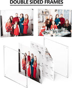 8x10 Acrylic Picture Frame 3 Pack, Clear Freestanding Double Sided Frameless Magnetic Photo Frames, Desktop Display Decor Gift