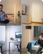 EDISHINE LED Floor Lamp, 55" Modern Minimalist Rectangular Corner Light 3000K-6000K Dimmable, Remote Control & Foot Switch, Metal Base Standing Lamps for Living Room, Bedroom, Office, Gold