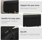 Furniliving 46” Storage Benches, End of Bed Bench with Button-Tufted Large Upholstered Storage Ottoman Teddy Window Bench with Storage Shoe Cabinet Bench, for Bedroom, Entryway, Closet, Black