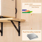 12 Pack 8" x 6" Heavy Duty Aluminum Alloy Shelf Brackets, Max Load 360 lbs, Black, Wall Mount