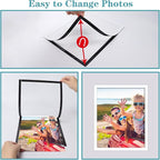 CRUGLA 8x10 White Magnetic Picture Frames for Refrigerator 12 Packs, Modified Magnetic Sheet with Self Adhesive Backing, 8 by 10 Magnetic Photo Craft Frame Set for Glass Window Door Cubicle