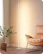 EDISHINE LED Corner Floor Lamp, Minimalist Dimmable Light with Remote, 57.5 Inches Tall Floor Lamps for Living Room, Bedroom, Home Office, 7 Color Temperature 2700-6000K (White)