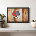 ElephantStock Ping Pong Wall Art - Horizontal Framed Canvas - 1-Piece Living Room Wall Decor - Photography Canvas Print - Brown and Red Decor for Wall - 13" X 9"