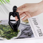 Sandstone Resin Thinker Style Abstract Sculpture Statue Collectible Figurines Home Office Bookshelf Desktop Decor (Small Black, Right)