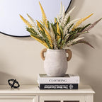 Ceramic Flower Vase Home Decor - 7.1 Inch White Rustic Table Flowers Vases Living Room Bedroom Plant Decoration Modern Farmhouse Vintage for Kitchen Shelf Office Coffee Dining Desk House Women