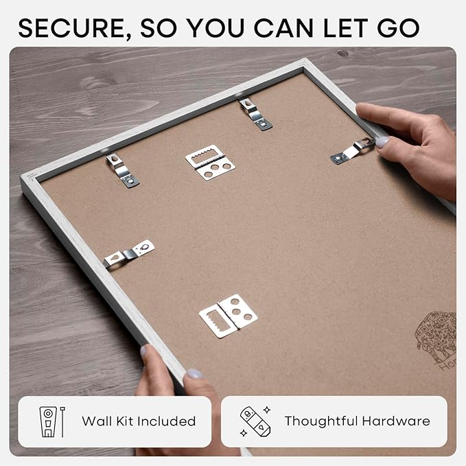 Homeforia 18 x 24 Poster Frame White, High End Oak 18x24 White Wood Picture Frame with Mat 16x20 Photo, 18 x 24 Wooden Frame Matted to 16 x 20, 24x18 Hanging Frames, Tempered Glass, Wall Kit, Set of 1