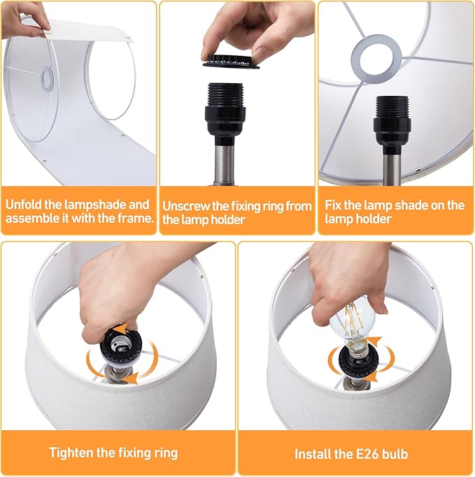 Lamps for Bedrooms Set of 2, Brushed Nickel Bedside Lamps with USB C+A Ports, 3 Way Dimmable Nightstand Lamps with Fabric Lampshade, Touch Table Lamp for Living Room Bedroom Office, Bulbs Included