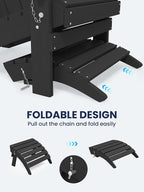 KINGYES Folding Adirondack Ottoman for Adirondack Chair, Black