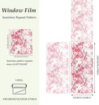 Stained Glass Window Privacy Film, Watercolor Pink Leaves Flowers Double Sided Non-Adhesive Glass Windows Clings Stickers for Home Office Living Room Window Door Decor 16.93 x 39.37 Inches