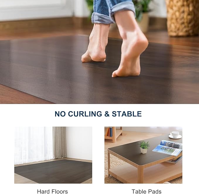 Area Mat for Hard Floors, 4'×6' Semi-Clear Black Vinyl Floor Protector for Under Dining Table, Waterproof Non-Slip Plastic Rug, Splat Mat for Under High Chair