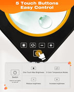 Magnifying Glass with Light, 10X & 5X Real Glass & Anti-Glare Lens, 5 Color Mode Stepless Dimmable LED Desk Magnifying Lamp, Hands-Free Desk Lamp with Clamp for Crafts Reading Repair Hobby (Yellow)