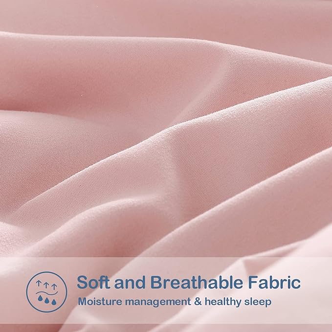 EASELAND Twin Size Down Alternative Comforter - Quilted Duvet Insert for All Seasons, Soft Lightweight with Corner Tabs, Summer Winter Warm Bedding, Pink 64×88 Inches